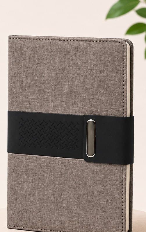 PaperPal Executive Diary Notebook — Taupe Fabric