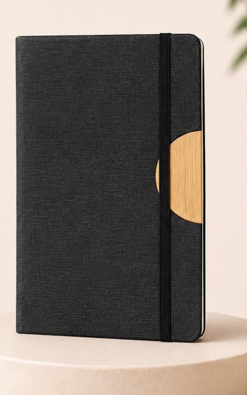 PaperPal Premium Diary Notebook — Black & Wood
